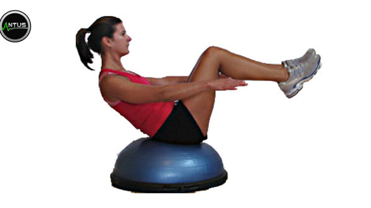 حرکت V Sit روی توپ تعادلی; آموزش حرکات بدنسازی; آموزش تصویری حرکت V Sit روی توپ تعادلی